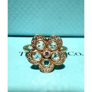 Tiffany & Co. 18k Gold Enchant Garden Flower Diamond Ring Sz 5.5